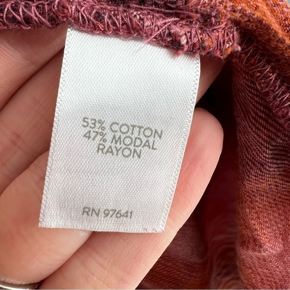 J. Jill Top Women’s Ombré Pink Orange Flannel Plaid Button Up Long Sleeves Tunic - Picture 8 of 10